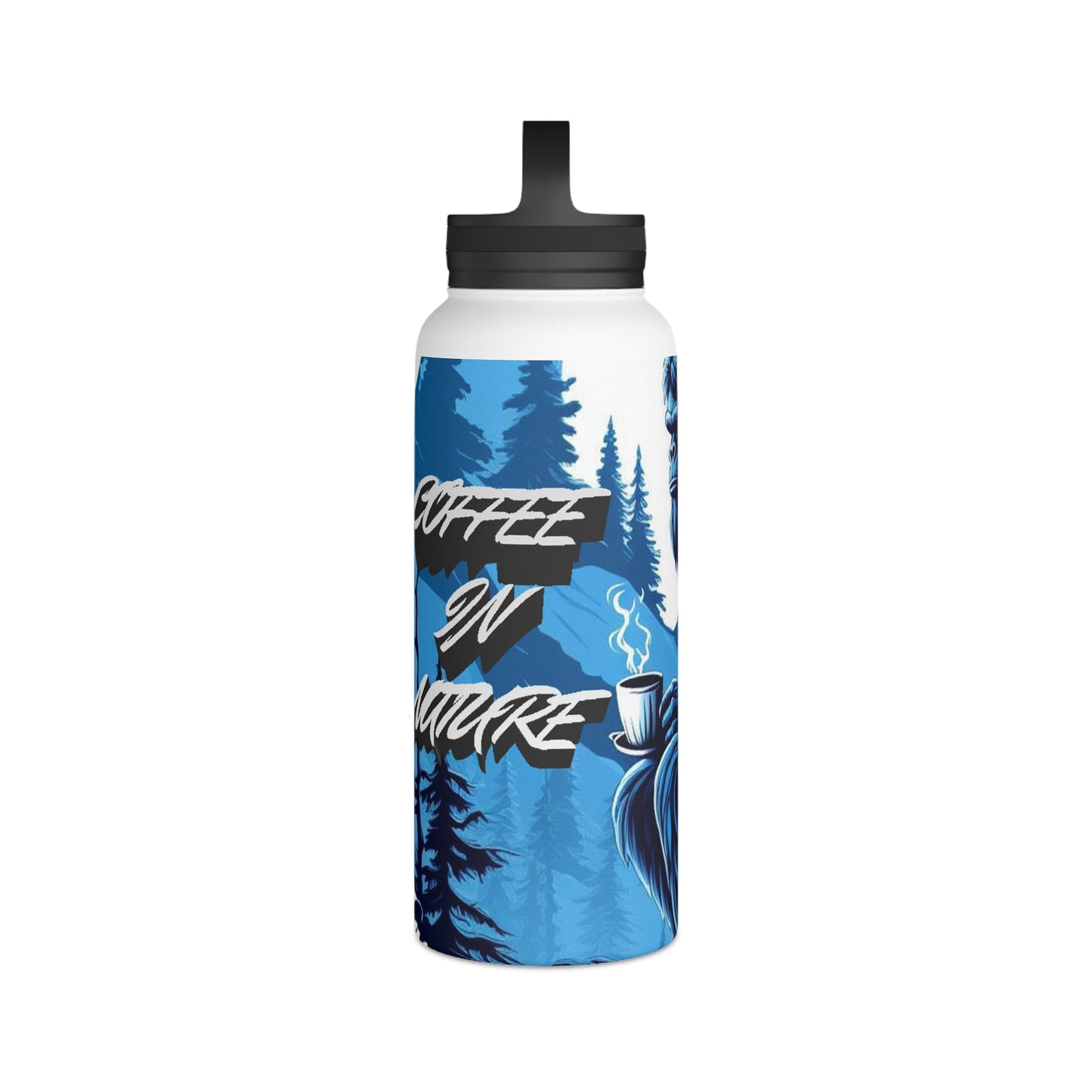 Blue Sasquatch Stainless Steel Water Bottle, Handle Lid