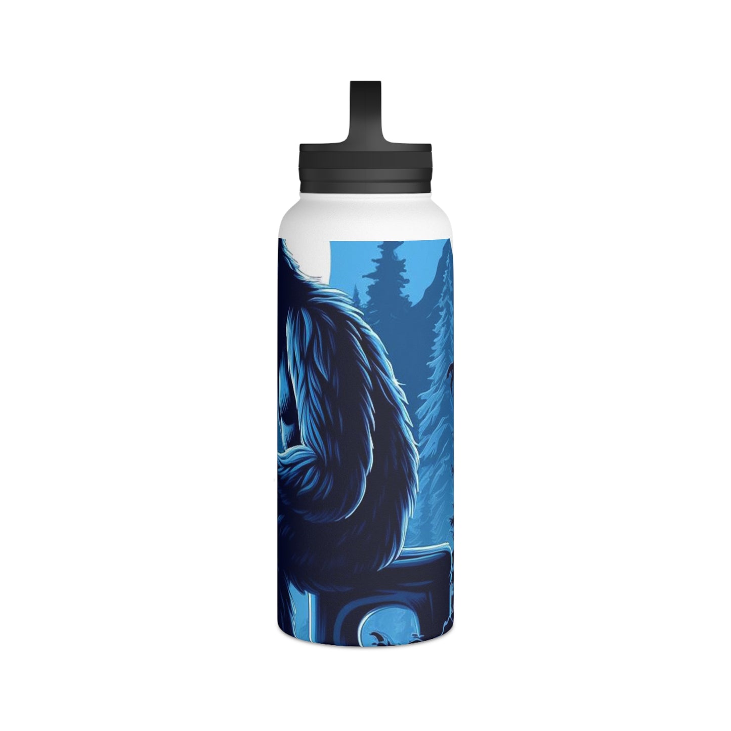 Blue Sasquatch Stainless Steel Water Bottle, Handle Lid