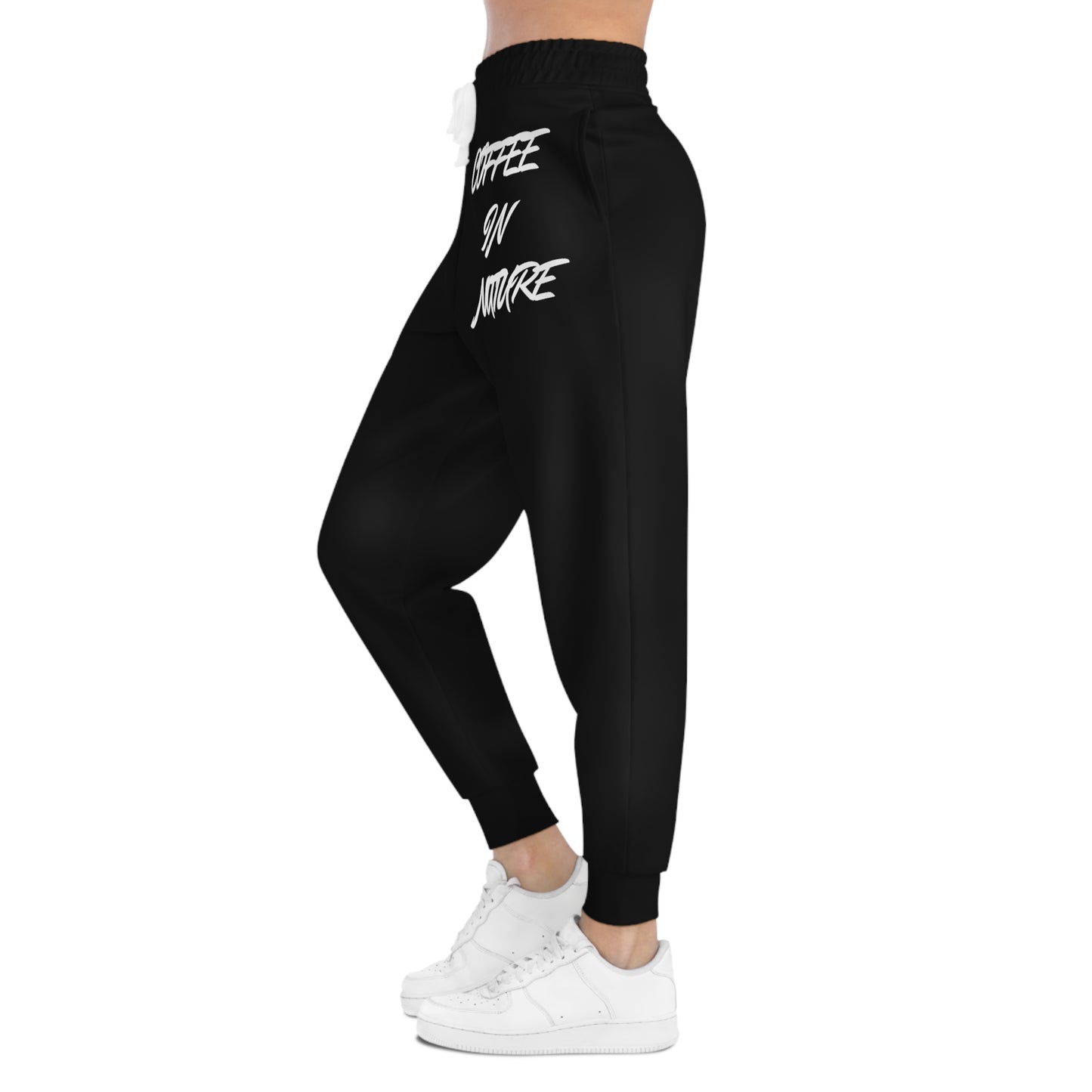 Coffee In Nature Black Athletic Joggers (AOP)
