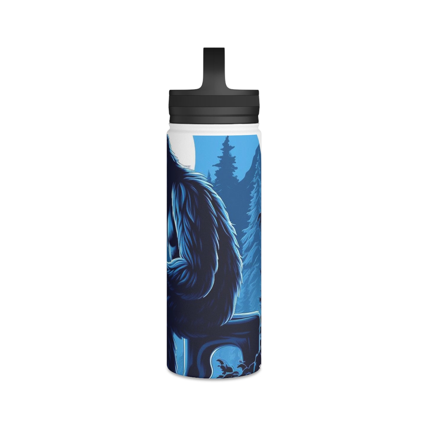 Blue Sasquatch Stainless Steel Water Bottle, Handle Lid