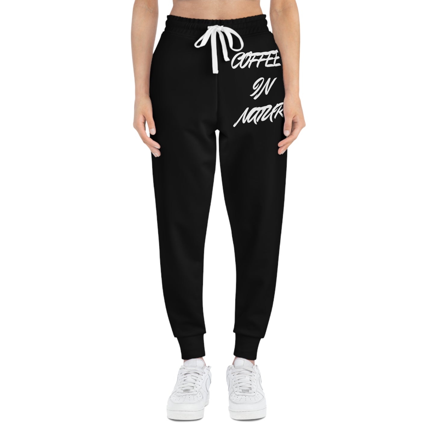 Coffee In Nature Black Athletic Joggers (AOP)