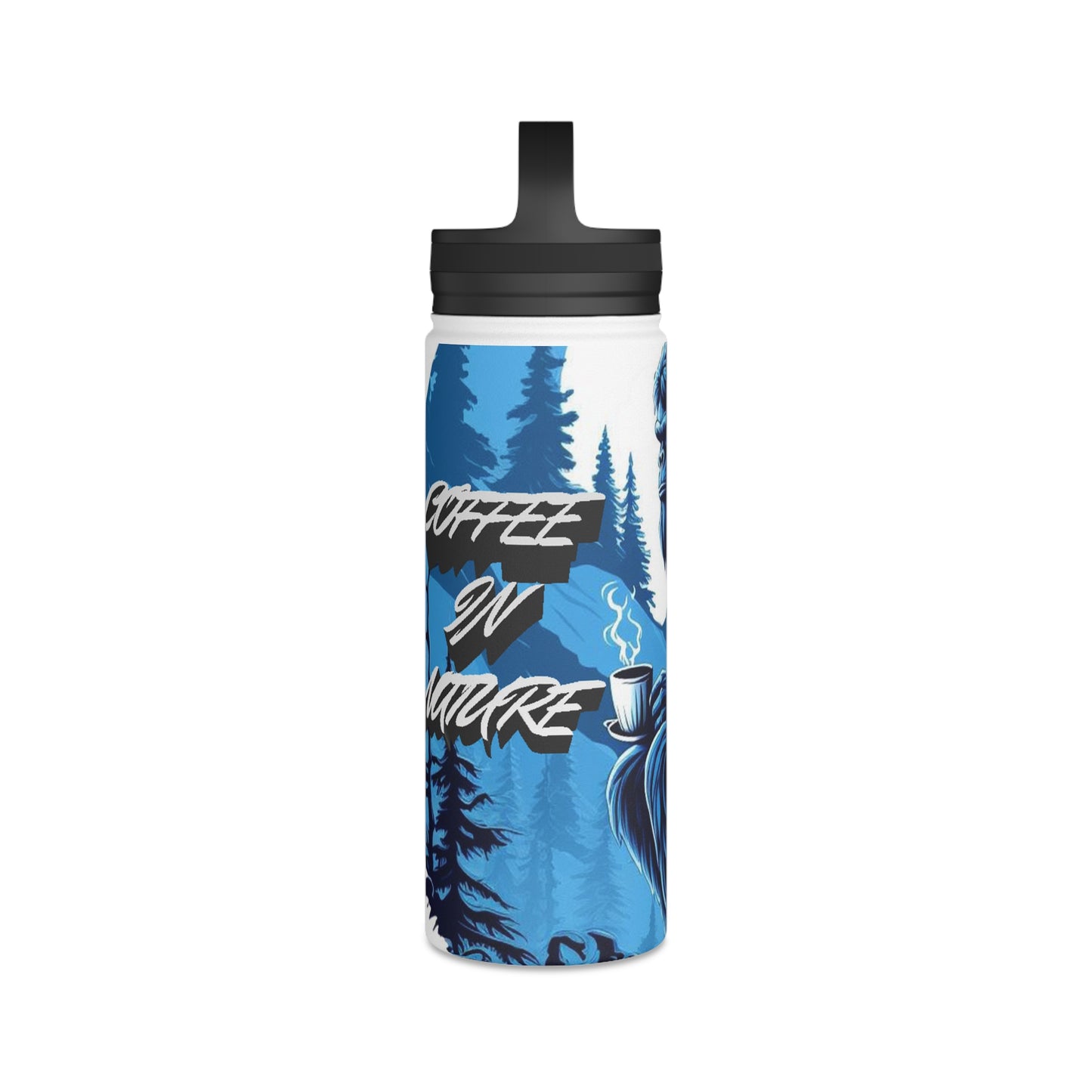 Blue Sasquatch Stainless Steel Water Bottle, Handle Lid