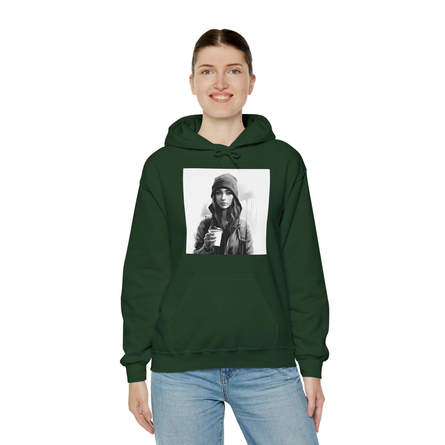Moody Girl Forest Green Unisex Heavy Blend™ Hooded Sweatshirt