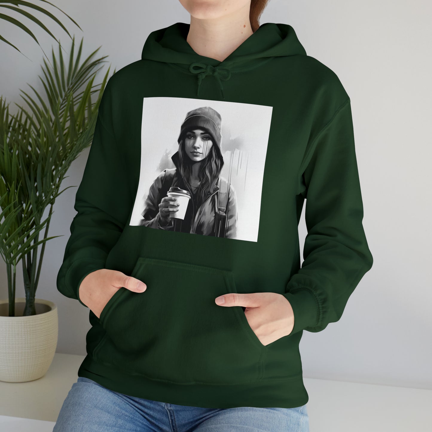 Moody Girl Forest Green Unisex Heavy Blend™ Hooded Sweatshirt