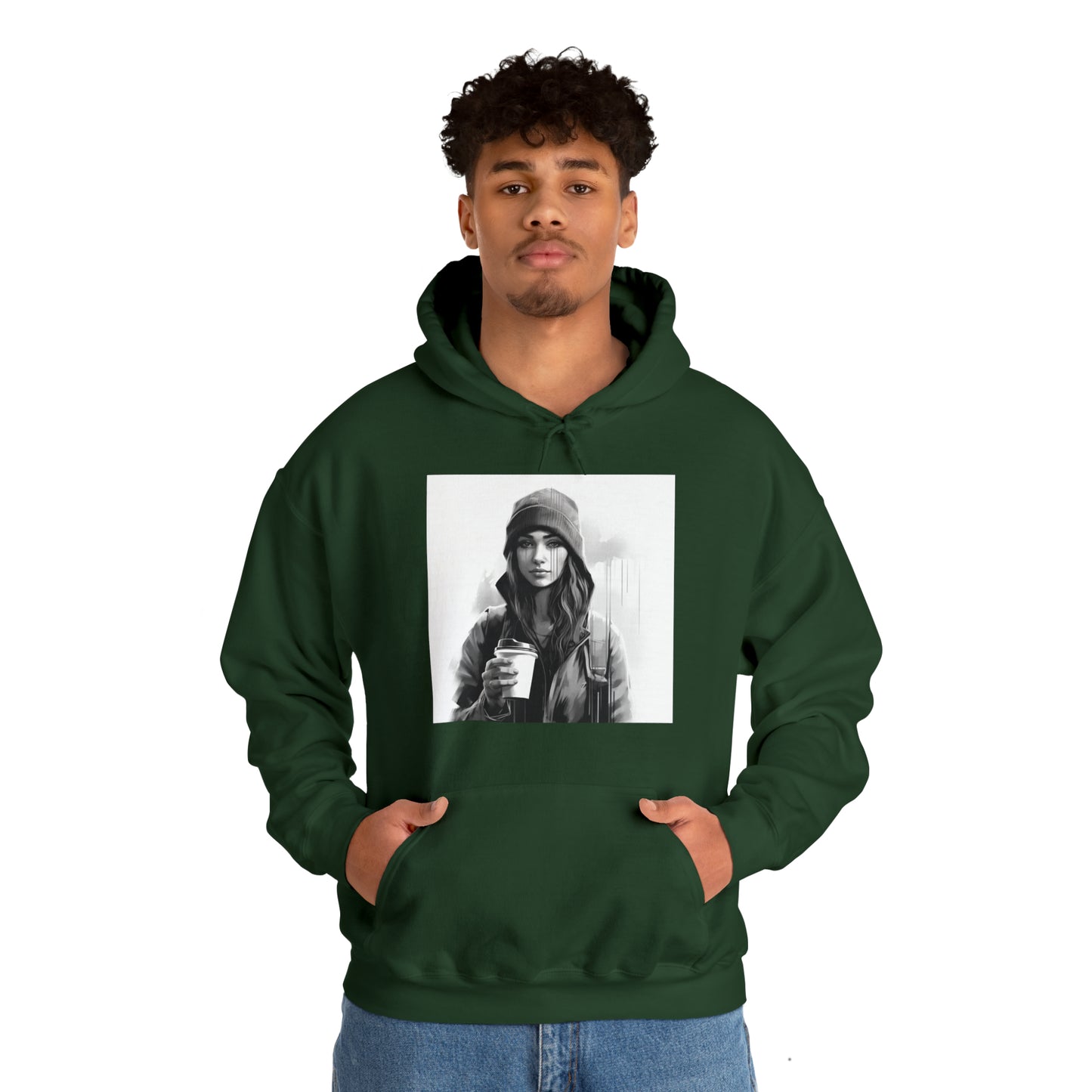 Moody Girl Forest Green Unisex Heavy Blend™ Hooded Sweatshirt