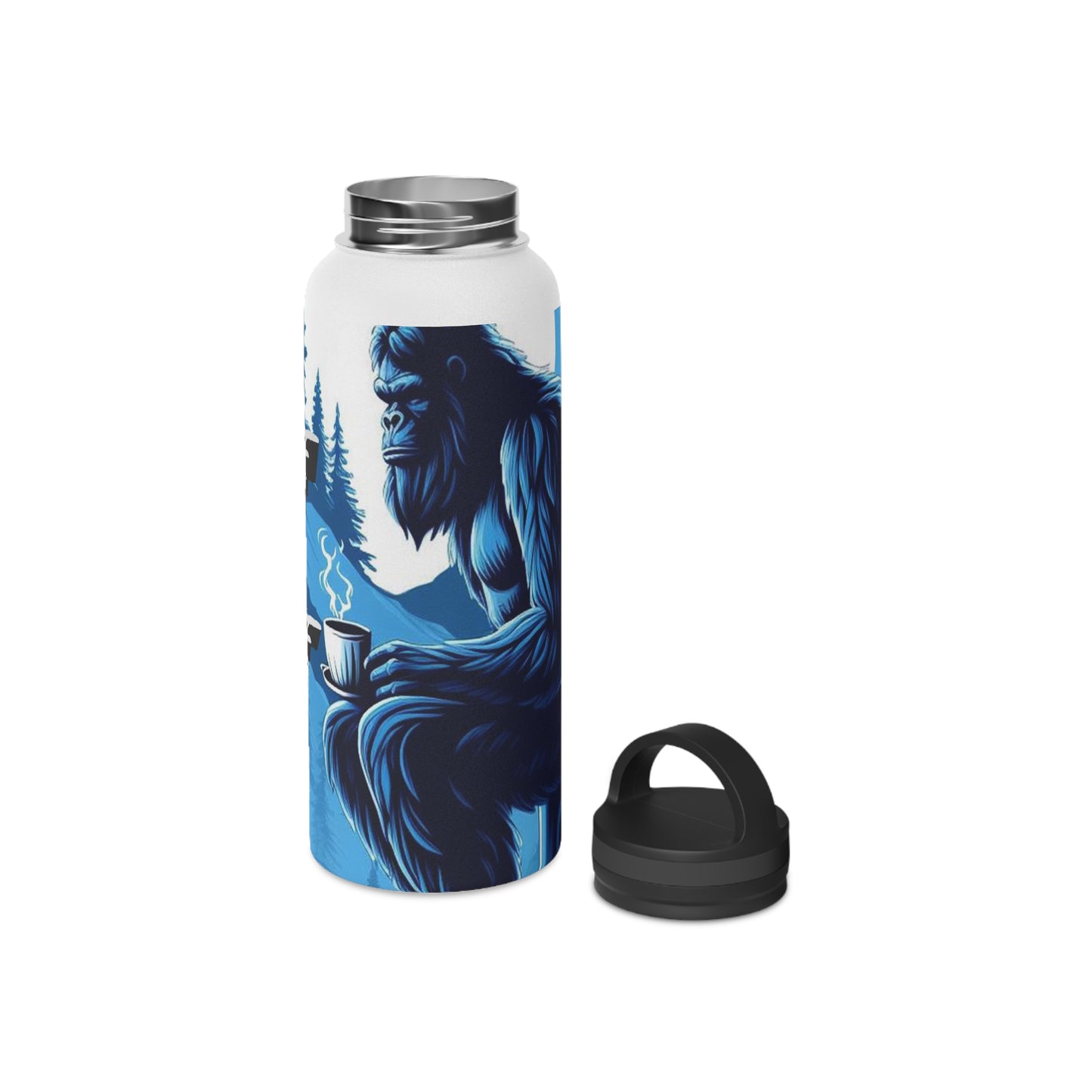 Blue Sasquatch Stainless Steel Water Bottle, Handle Lid