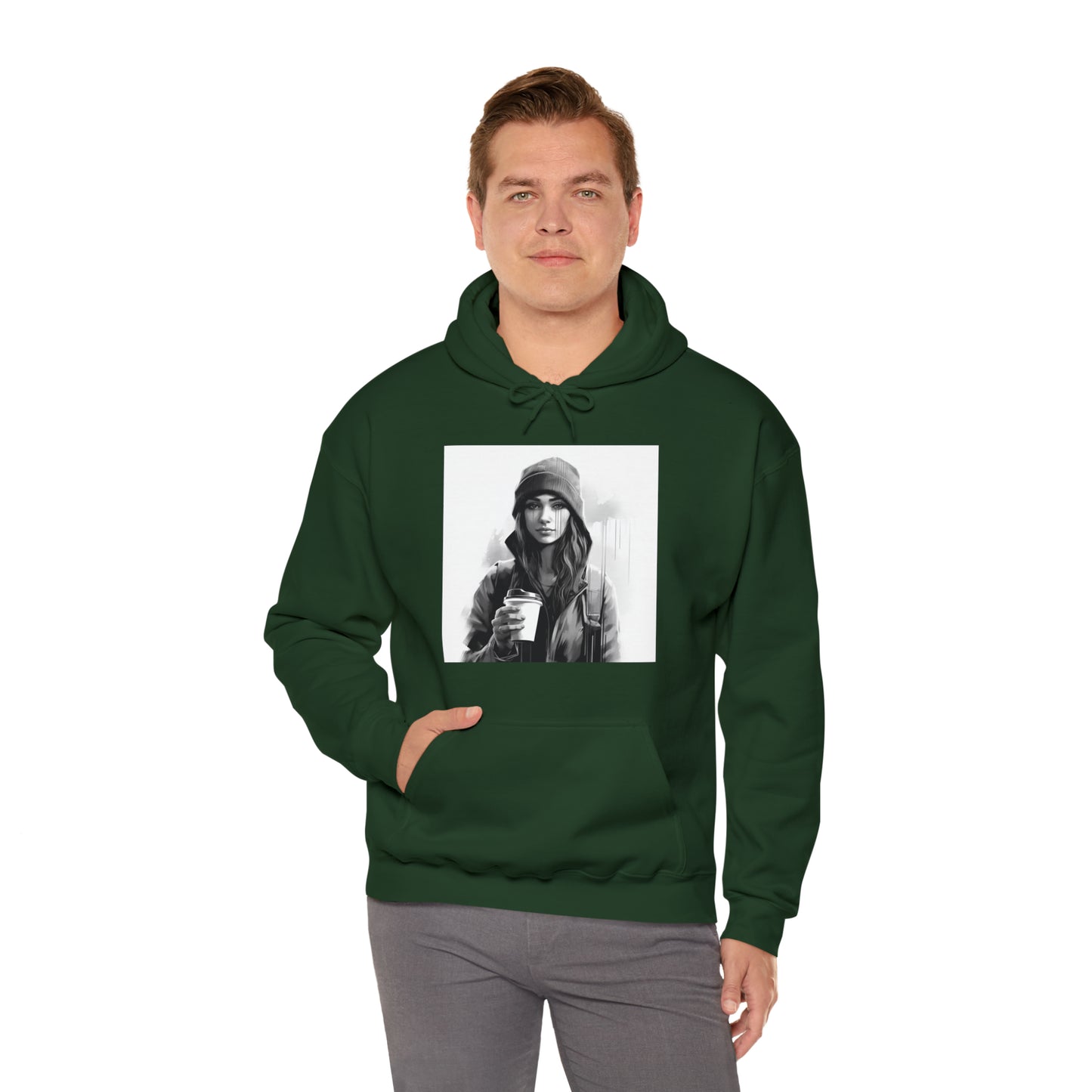 Moody Girl Forest Green Unisex Heavy Blend™ Hooded Sweatshirt