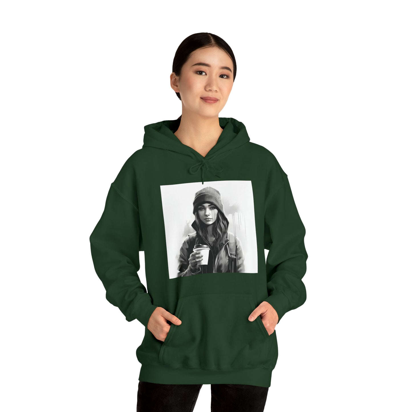 Moody Girl Forest Green Unisex Heavy Blend™ Hooded Sweatshirt