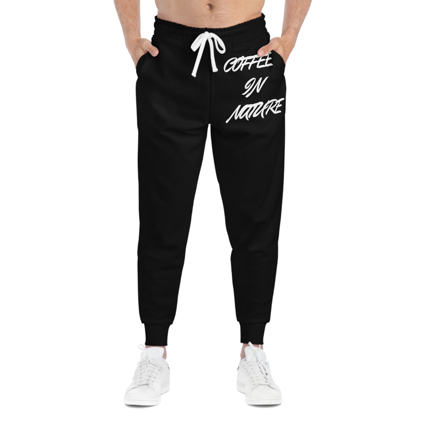 Coffee In Nature Black Athletic Joggers (AOP)
