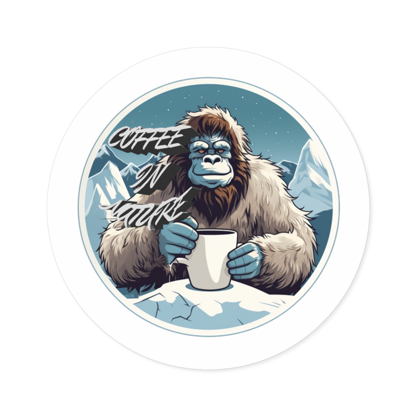 Abominable Snowman Round Stickers, Indoor\Outdoor