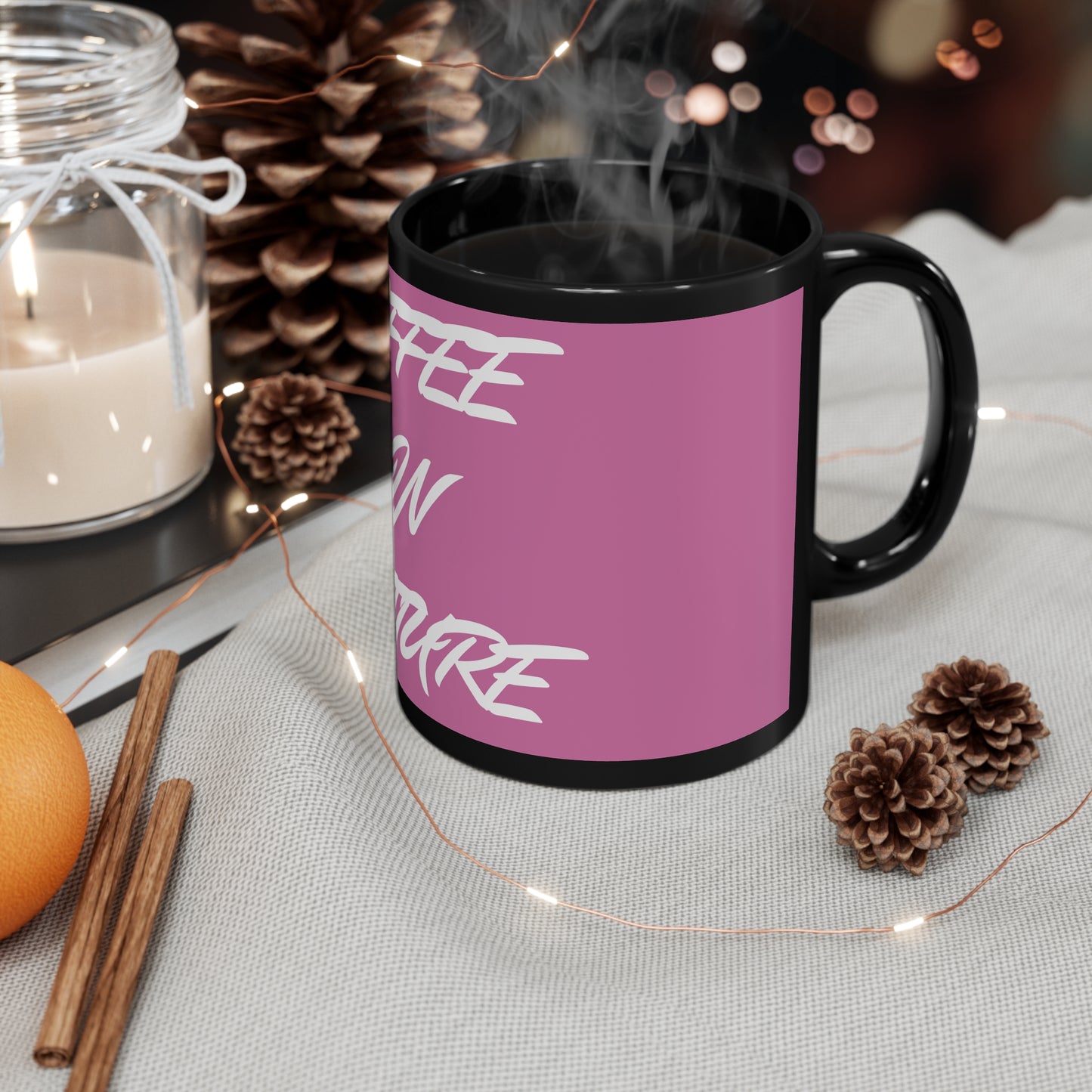 Pink Coffee In Nature 11oz Black Mug