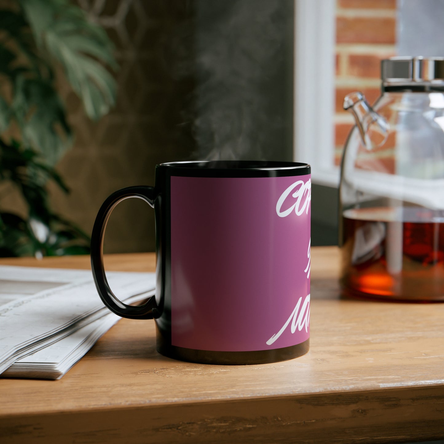 Pink Coffee In Nature 11oz Black Mug