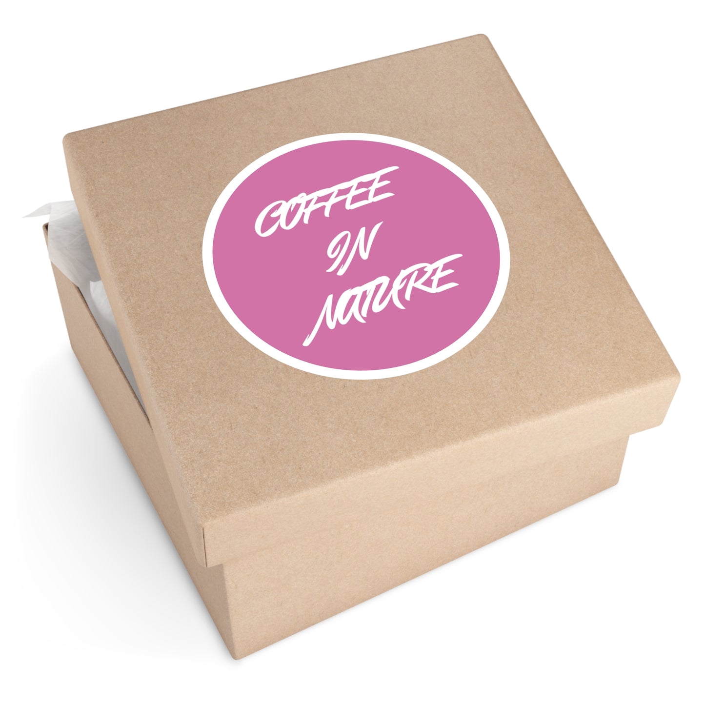 Pink Coffee In Nature Round Stickers, Indoor\Outdoor